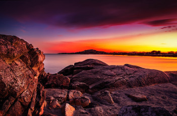 Картинка природа восходы закаты океан бухта камни заря