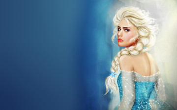 Картинка девушка рисованные люди блондинка frozen косичка