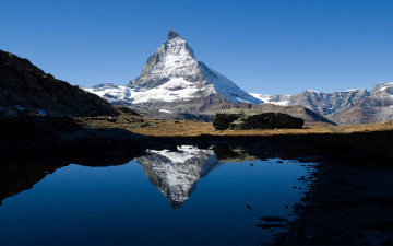 Картинка природа горы гора озеро красота отражение снег