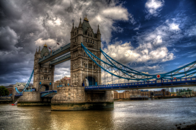 Обои картинки фото города, лондон , великобритания, облака, мост, река