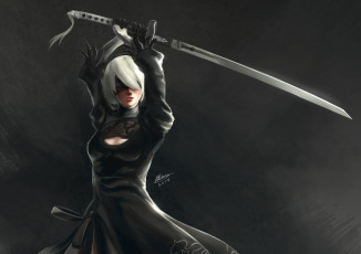 Картинка видео+игры nier +automata девушка меч