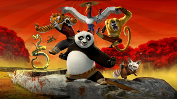 обоя мультфильмы, kung fu panda, персонажи
