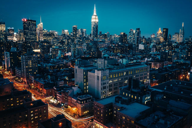 Обои картинки фото города, нью-йорк , сша, нью, -, йорк, ночь, огни, небоскребы, city, new, york, город