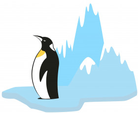 Картинка векторная+графика животные+ animals пингвин фон лед