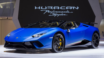 Картинка lamborghini+huracan+spyder+performante+2019 автомобили выставки+и+уличные+фото lamborghini huracan spyder performante 2019 blue