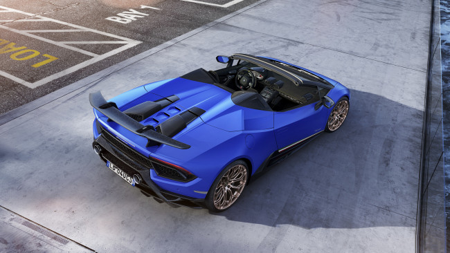 Обои картинки фото lamborghini huracan spyder performante 2019, автомобили, lamborghini, blue, 2019, performante, spyder, huracan