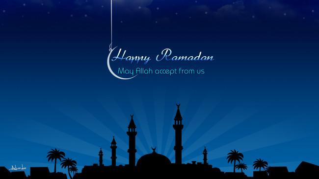 Обои картинки фото рамадан, праздничные, другое, мечеть, месяц, пожелание