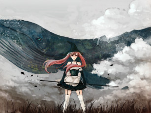 Картинка аниме halloween magic девушка кит удочка