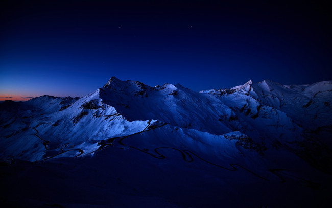 Обои картинки фото природа, горы, снег, ночь