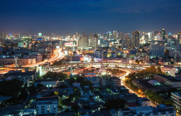 обоя города, бангкок, таиланд, мегаполис, панорама, здания, небоскрёбы