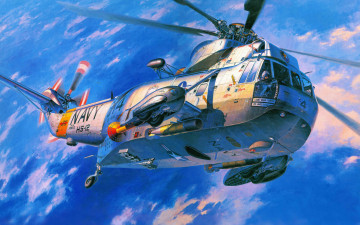 Картинка sikorsky 61 sh sea king авиация 3д рисованые graphic противолодочный вмс сша транспортный