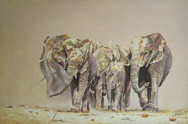 Обои картинки фото andy, lloyd, elephants, emerging, рисованные, слоны