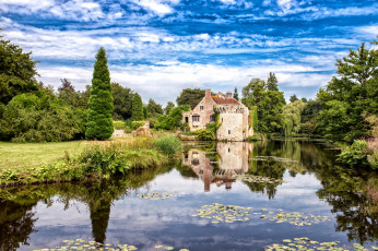 обоя scotney castle, города, - дворцы,  замки,  крепости, пруд, замок, парк