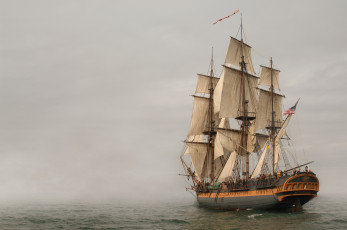 Картинка корабли парусники парусник туман море фрегат