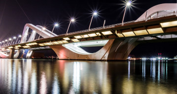 Картинка sheikh+zayed+bridge города абу-даби+ оаэ река мост огни ночь