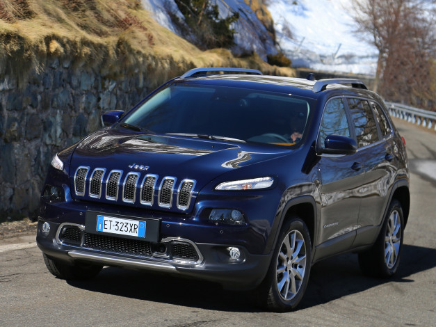 Обои картинки фото автомобили, jeep, 2014, kl, eu-spec, limited, cherokee, темный