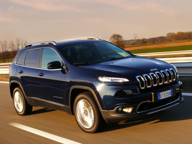 Обои картинки фото автомобили, jeep, eu-spec, kl, 2014, темный, limited, cherokee