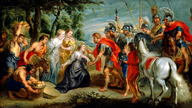 Обои картинки фото рисованные, pieter paul rubens, david, meeting, abigail, rubens, картина