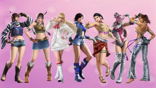 Обои картинки фото видео игры, tekken 6, tekken, girl, pink, julie, asuka, christina, lili, jaycee, zafina