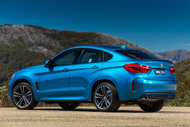 Обои картинки фото автомобили, bmw, голубой, 2015г, f16, au-spec, x6, m