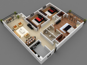 Картинка 3д+графика реализм+ realism апартаменты комнаты