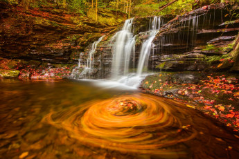 Картинка природа водопады водопад краски река осень пейзаж лес