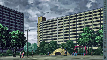 Картинка календари аниме здание дерево