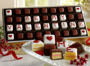 обоя праздничные, день святого валентина,  сердечки,  любовь, конфеты
