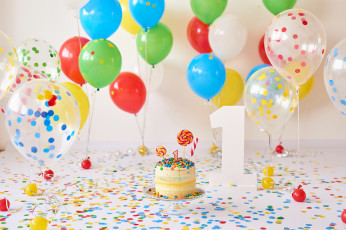 Картинка праздничные день+рождения праздник шары цифра торт год