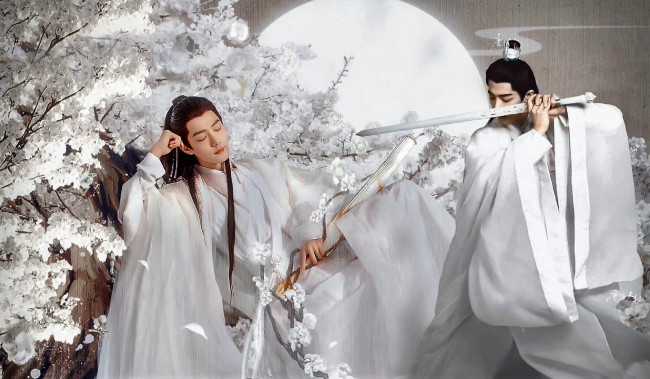 Обои картинки фото кино фильмы, yu gu yao, ши, ин, дерево, меч, зонт, луна