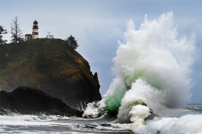 Обои картинки фото cape disappointment lighthouse, washington state, природа, маяки, cape, disappointment, lighthouse, washington, state
