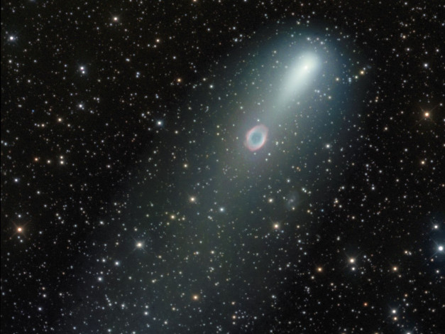Обои картинки фото встреча, кометы, туманностью, кольцо, часть, ii, космос, метеориты