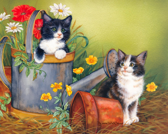 Обои картинки фото рисованные, животные, коты
