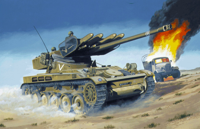 Обои картинки фото рисованные, армия, танк, атака
