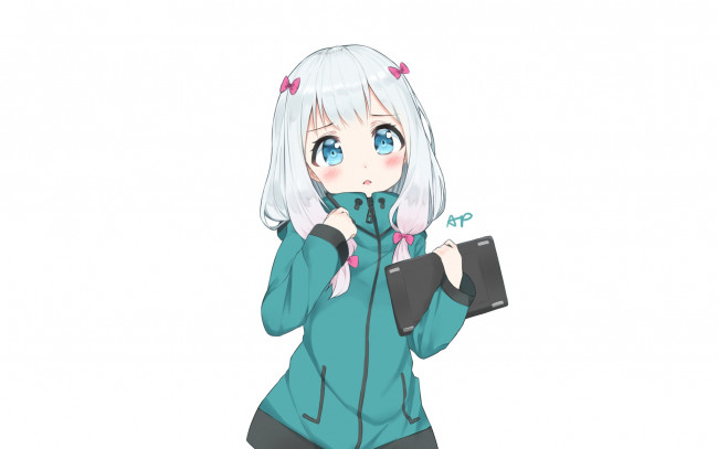 Обои картинки фото аниме, eromanga-sensei, девушка, фон, взгляд