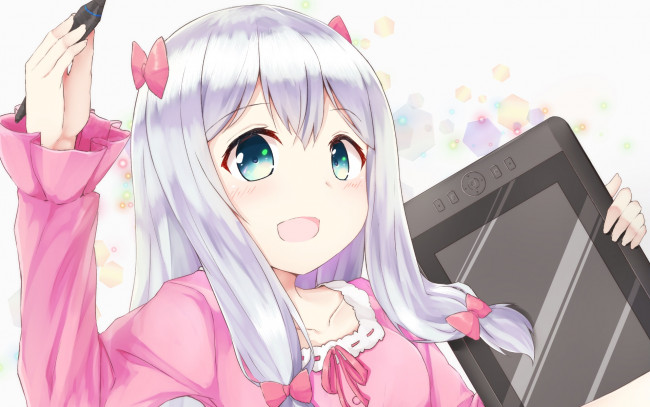 Обои картинки фото аниме, eromanga-sensei, девушка, взгляд, фон