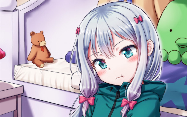 Обои картинки фото аниме, eromanga-sensei, девушка, взгляд, фон