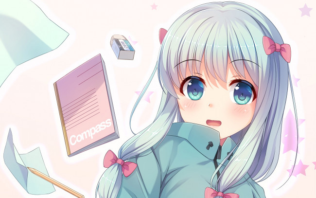 Обои картинки фото аниме, eromanga-sensei, девушка, взгляд, фон