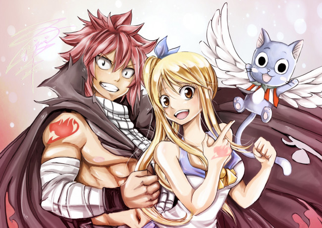 Обои картинки фото аниме, fairy tail, хвост, феи