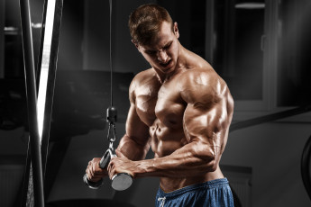 Картинка спорт body+building мужчина тренировка блок бицепс