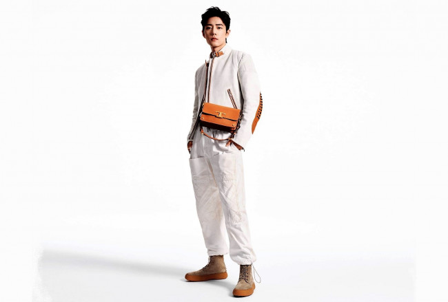 Обои картинки фото мужчины, xiao zhan, костюм, сумка