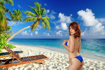 Картинка девушки molly+stewart море бикини пальмы