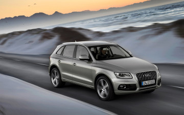 Картинка audi+q5 автомобили audi серебристый дорога скорость море