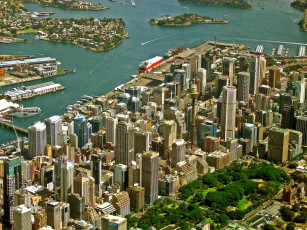 Картинка air view of downtown sydney города сидней австралия