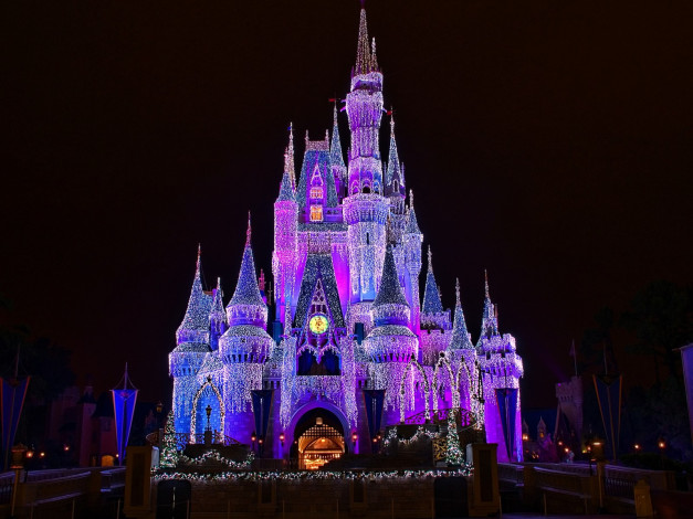 Обои картинки фото disney, cinderella, castle, dream, lights, города, диснейленд