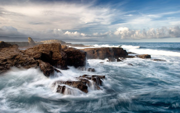 Картинка coast wave природа побережье камни море прибой волнолом