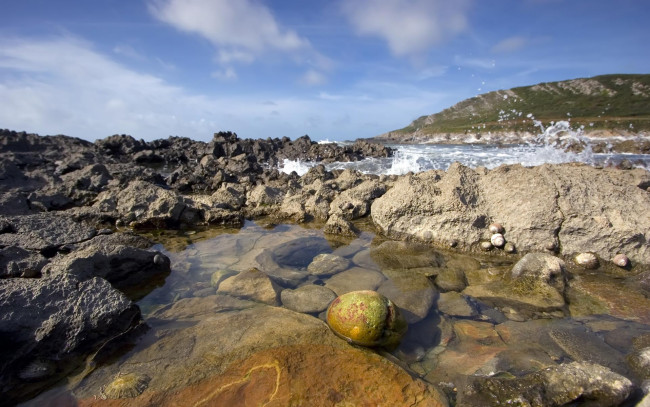 Обои картинки фото rock, pool, pebble, природа, побережье, поток, камни, вода