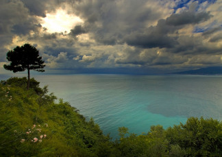 Картинка golfo di napoli italy природа побережье облака дерево неаполитанский залив италия