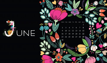обоя календари, рисованные,  векторная графика, цветы