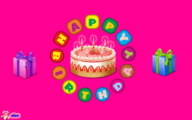 Обои картинки фото праздничные, день рождения, свечи, торт, подарки